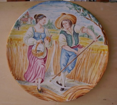 Ceramiche d-Arte di Albisola - Piatto raffigurante le quattro stagioni. Maioloca. A richiesta anche in diametri differenti.